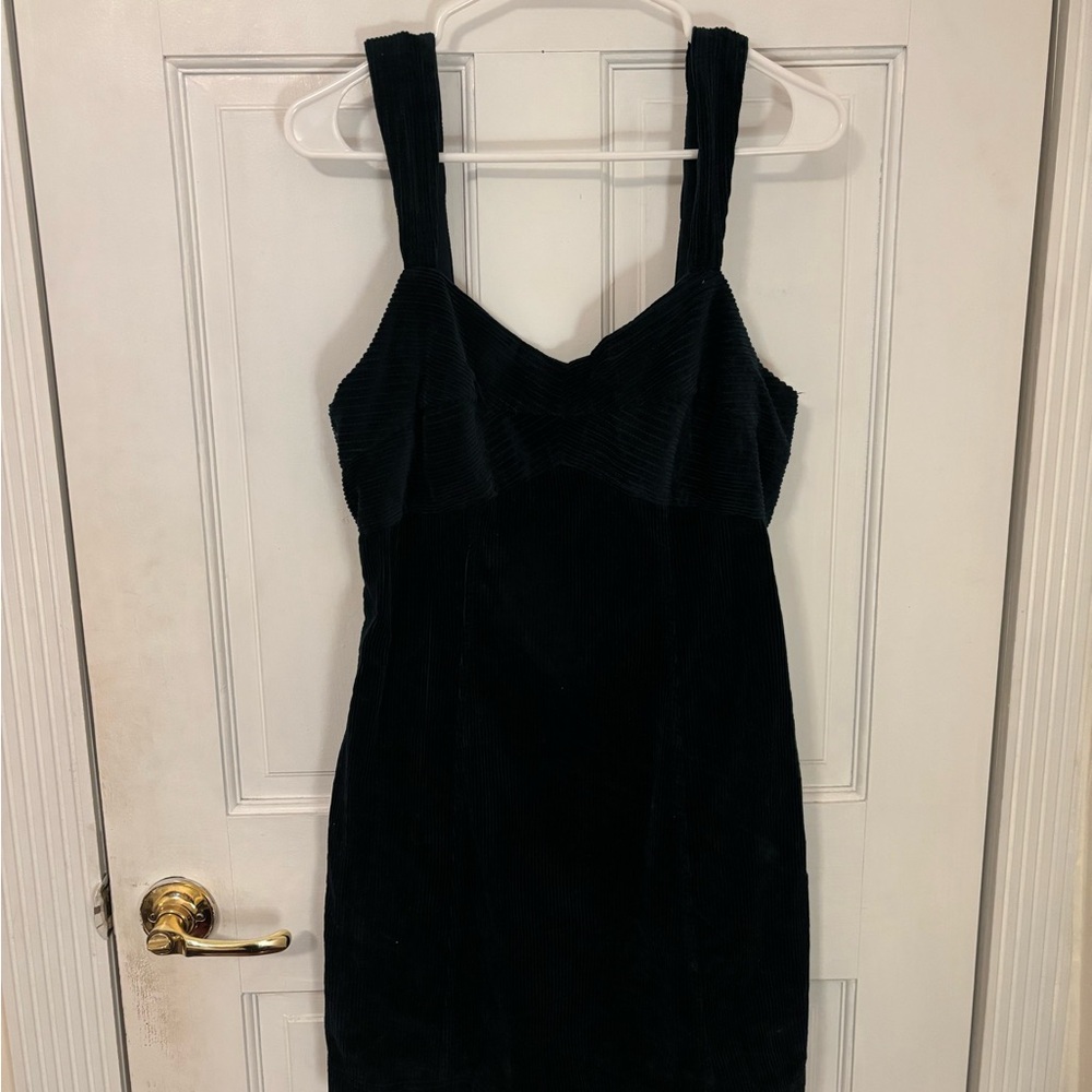 Dark Green Corduroy Sweetheart Midi Dress